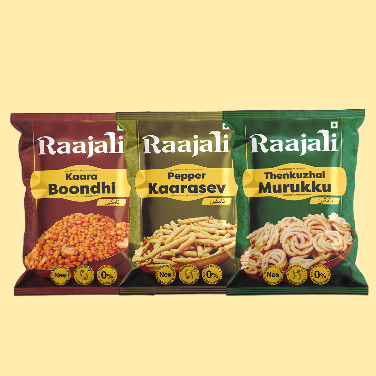 THENKUZHAL MURUKKU, KARABOONDHI MELAGU SEVU - PACK OF 3 (450g)