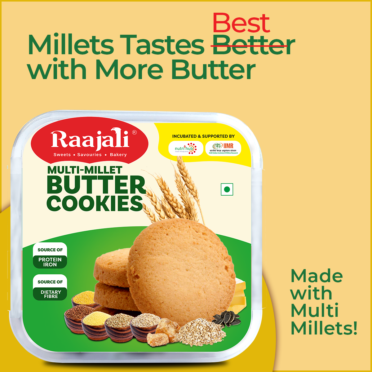 MULTIMILLET BUTTER COOKIES (120g) – Raajali